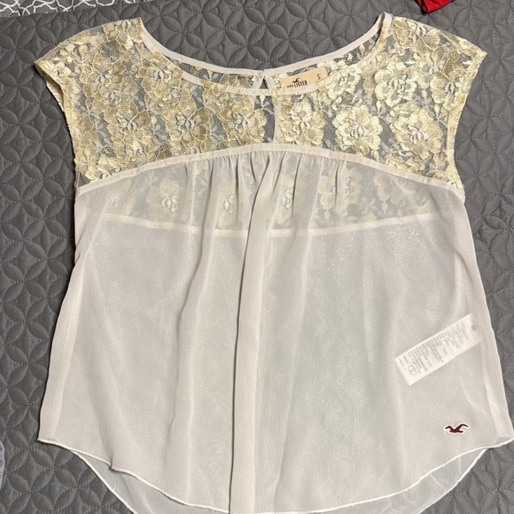 Hollister Tops - Hollister Women's White and Cream Lace Blouse